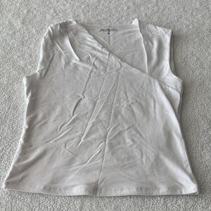 White Sleeveless Asymetrical Top